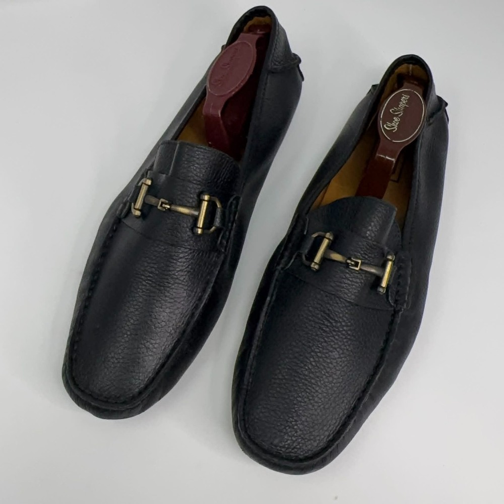 Mercanti Fiorentini Horsebit Loafers Mens 10M Black Pebbled Leather Driving Shoe